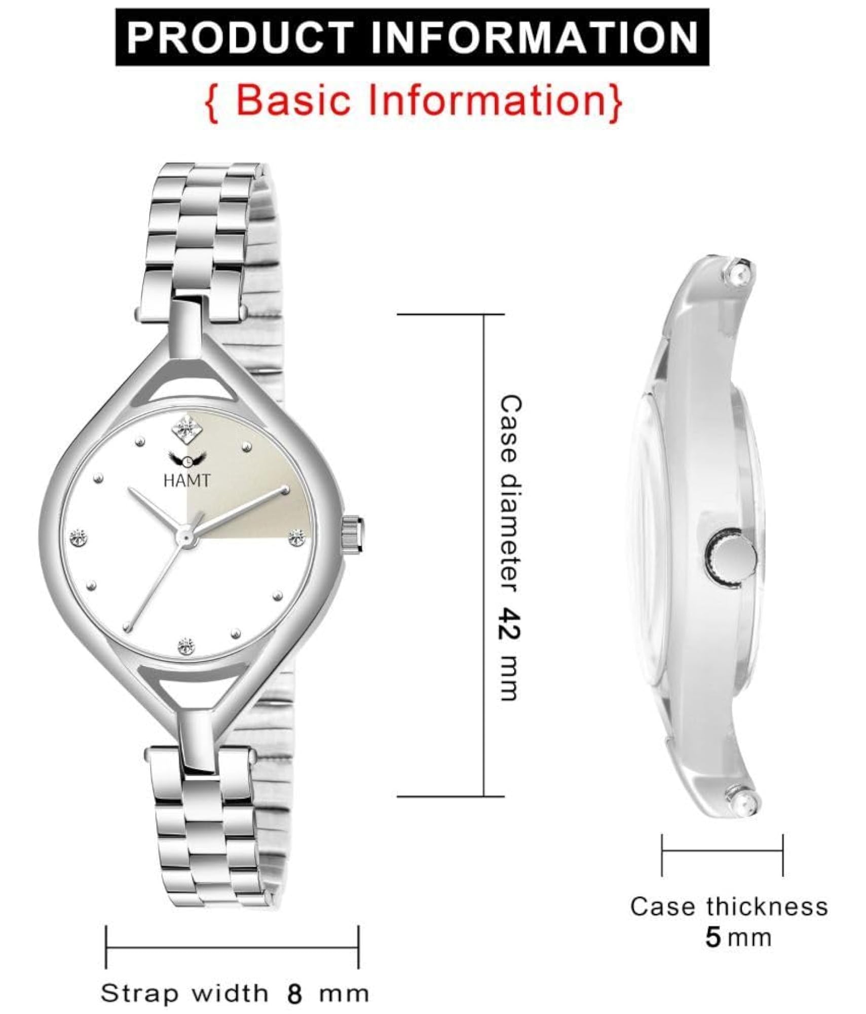 Women's Stainless Steel Chain Watch, Elegant and Durable